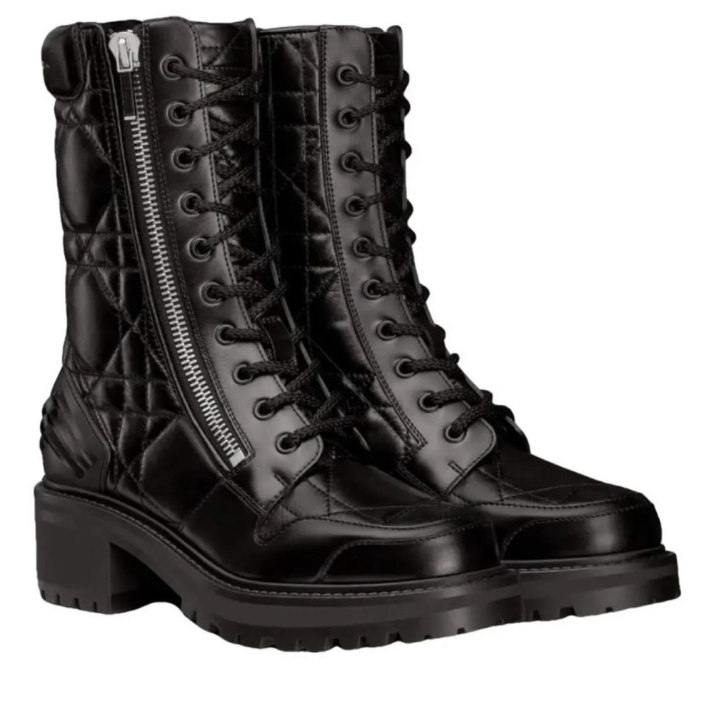 Dior Black Quilted Combat Boots